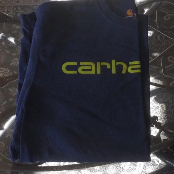 Carhartt Blue Tee with Yellow Logo - Picture 1 of 4